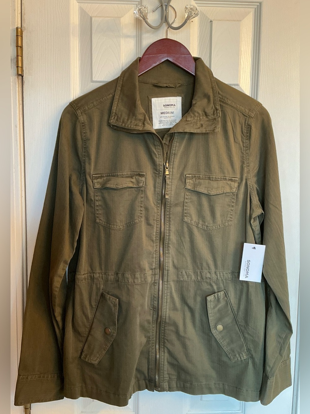 SONOMA NWT Women’s Olive Green Cotton Utility Jacket Size Medium